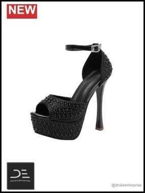 Women's Platform Peep Toe Stiletto Heels with Adjustable Ankle Strap